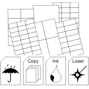 Etiketten auf DIN-A4 Bogen für Laserdrucker und Inkjetdrucker, günstig und preiswert.