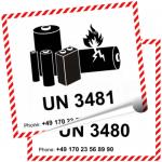 Transportaufkleber UN 3480, UN 3481 für Lithium Ionen Akkus/Batterien ...