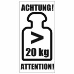  Schweres Paket Symbol 20kg, 50x100mm, Papier, Weiss