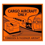 Transportaufkleber Cargo Aircraft only, 120x110mm, Folie, Orange